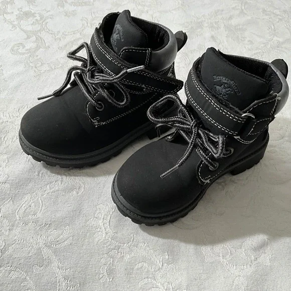Beverly Hills Polo Club‎ Toddler Boots Black Lace Up Hook and Loop Kids