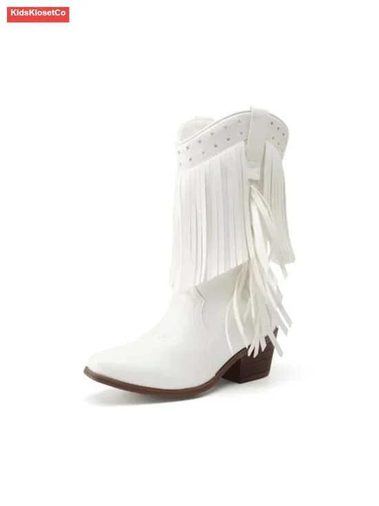 Girls Cowboy Boots with Tassel Fringe Cowgirl Boots Kids Western Boots