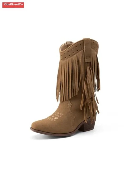 Girls Cowboy Boots with Tassel Fringe Western Boots