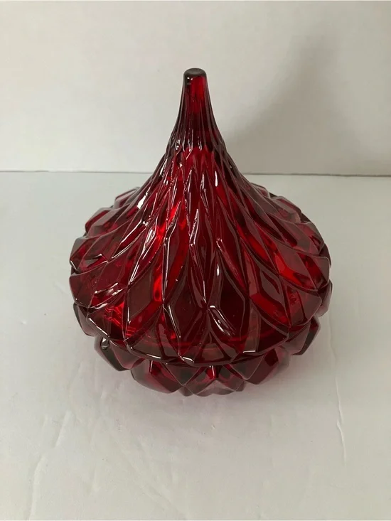 Shannon Lead Crystal Hershey’s Kiss Red Candy Dish