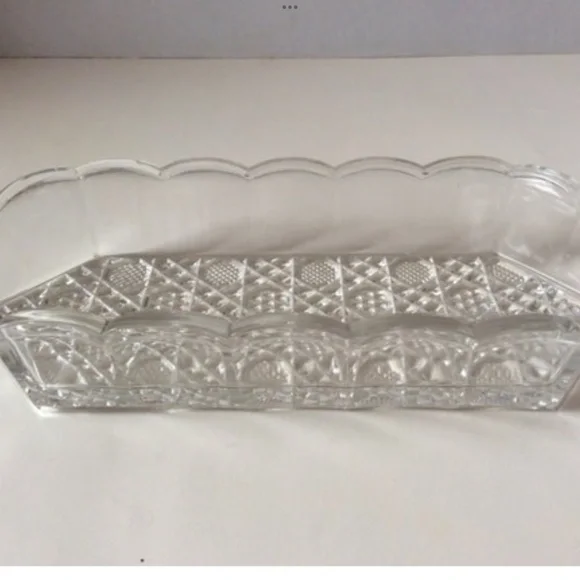Vintage Dish Glass Leaded Crystal Candy Dish Trinket Dish Jewelry Tray Cut Glass