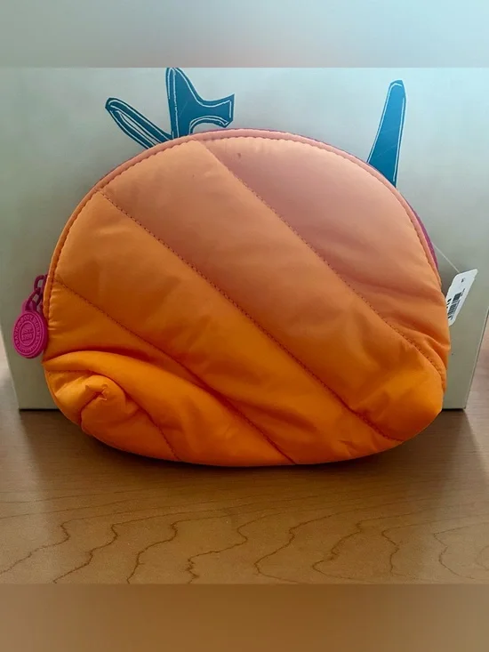 Quilted Puffer Cosmetics Bag in Bright Orange