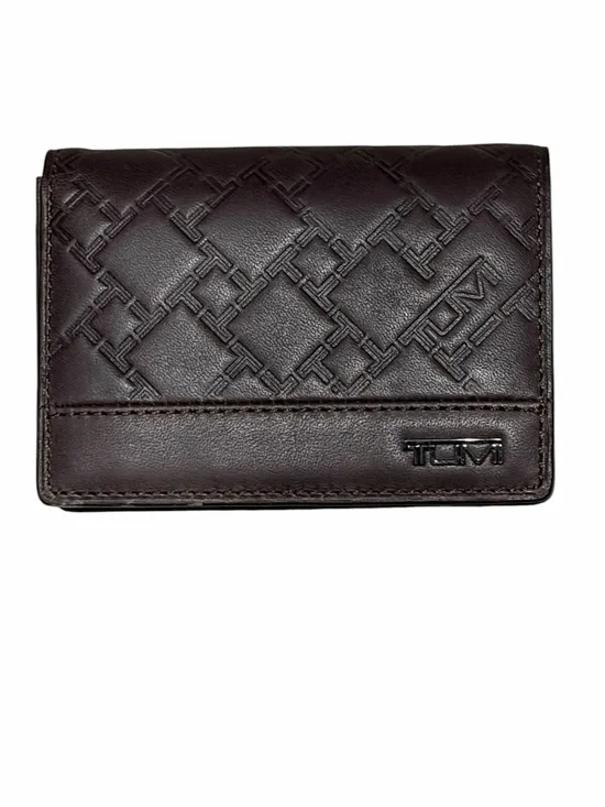 Tumi Men's Dark Brown Embossed Leather Card Holder