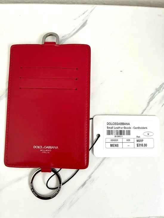 NWT red leather Dolce & Gabbana card holder wallet