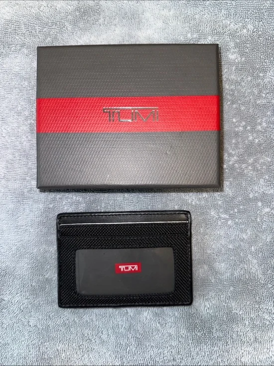 Tumi Black Card & ID Holder with Red Logo Window