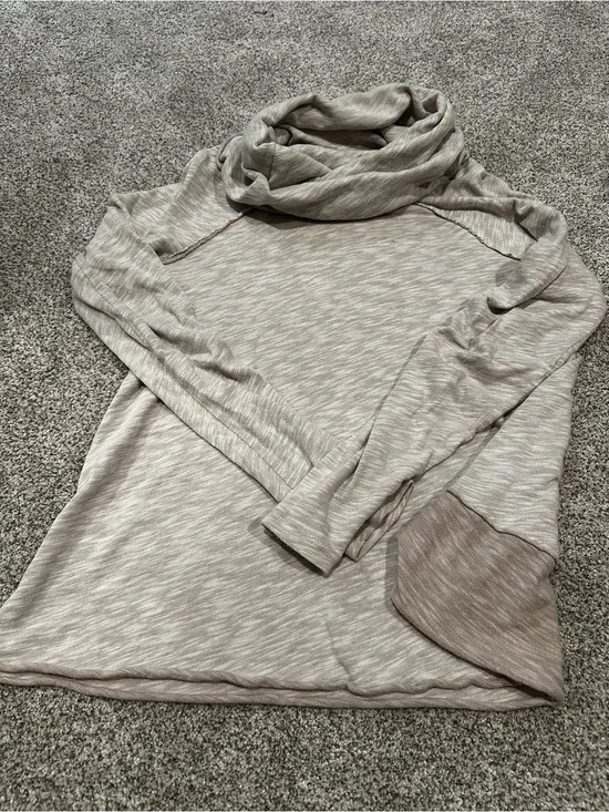 Free People Taupe Cowl Neck Light Pullover Sweater