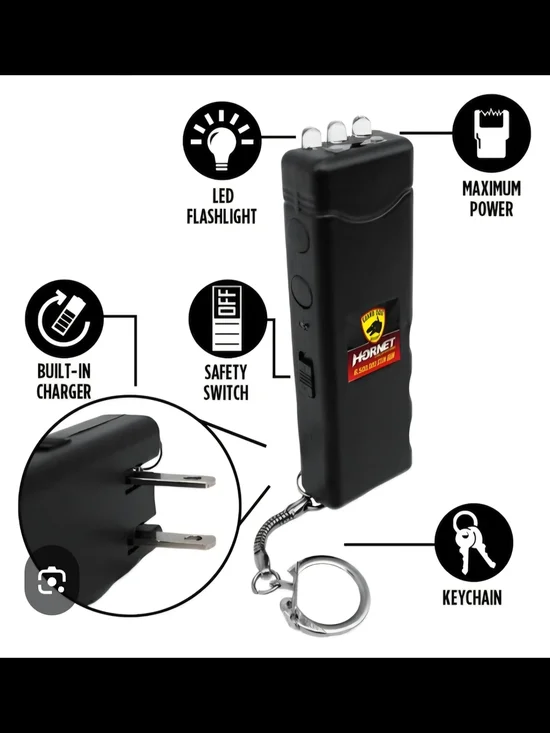 Mini Taser Keychain with LED Flashlight - Black