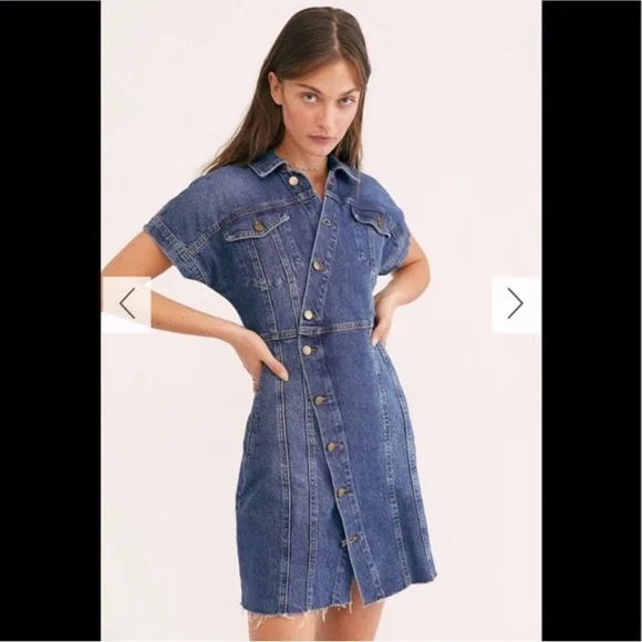 Free People Women’s Denim The City Mini Jean Dress Size Small NWT