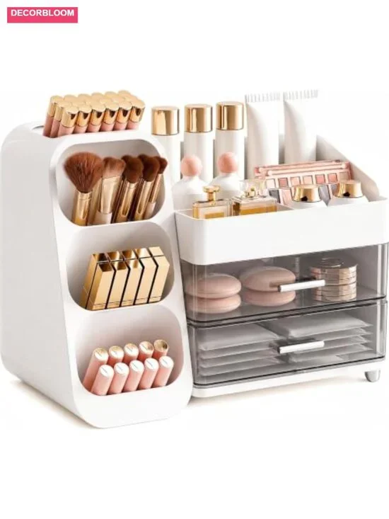 Large Capacity Makeup Organizer with Acrylic Drawer for Vanity