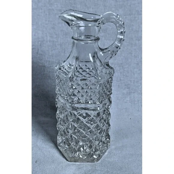 Vintage Pyrex Glass Decanter Cruet Diamond Pattern Oil Vinegar Stopper