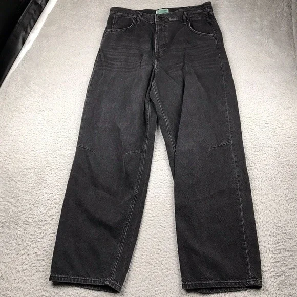 We The Free People Crossroads Straight Jeans Womens 31 (35x30)Washed Black Baggy