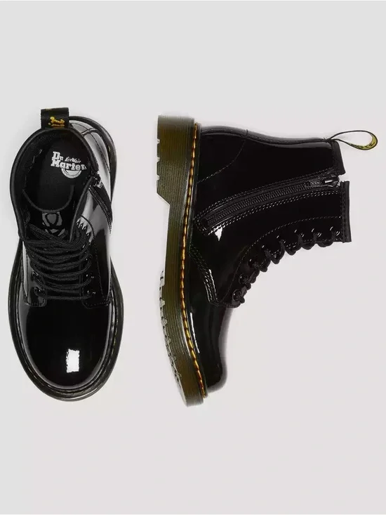 DR. MARTENS JUNIOR 1460 PATENT LEATHER LACE UP BOOTS SIZE 5 BLACK