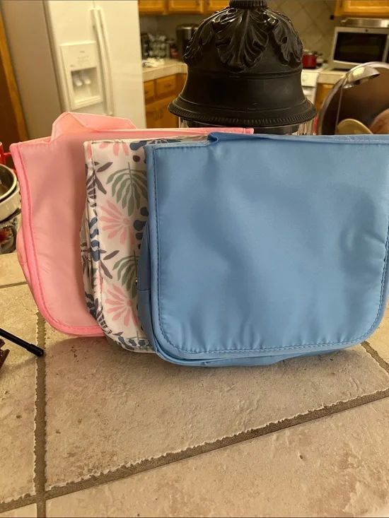 Travel Cosmetic Pouch Trio - Blue, Pink & Floral