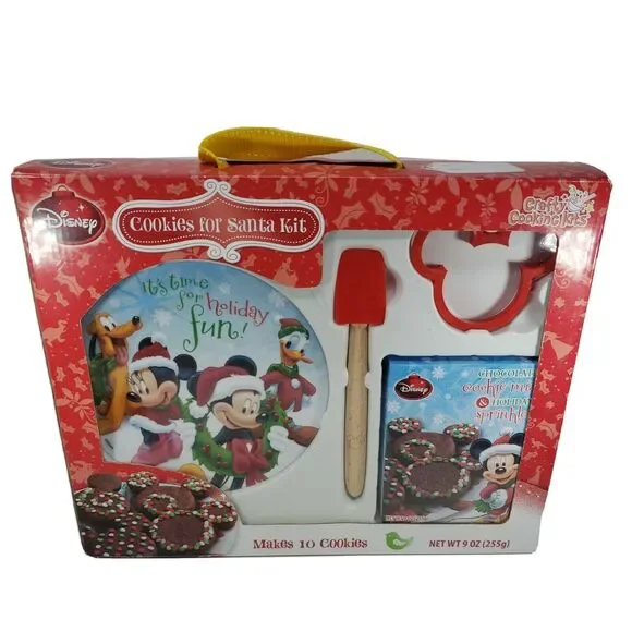 Disney Cookies for Santa Kit Decorative Plate Mickey Cutter Spatula DO NOT EAT
