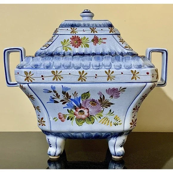 Octagonal Footed Floral 13