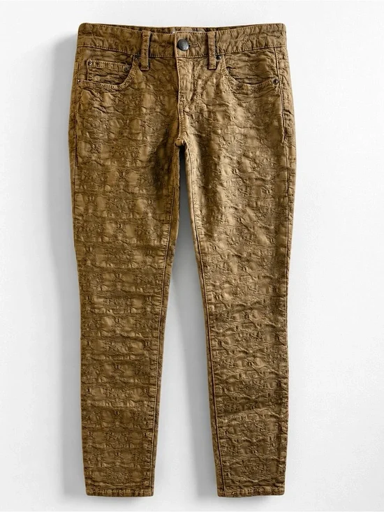 Free People Textured Jacquard Lace Skinny Jeans Brown size 25 / US size 2