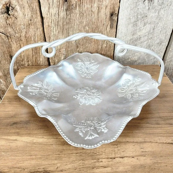 Vintage Hammered Aluminum Basket Tray