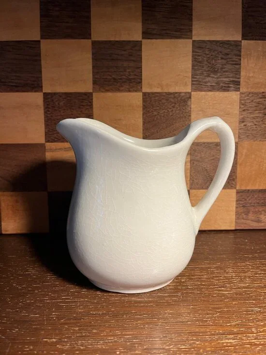 Small Ironstone Restaurant Ware Creamer Pitcher A595, crazing, imperfections
