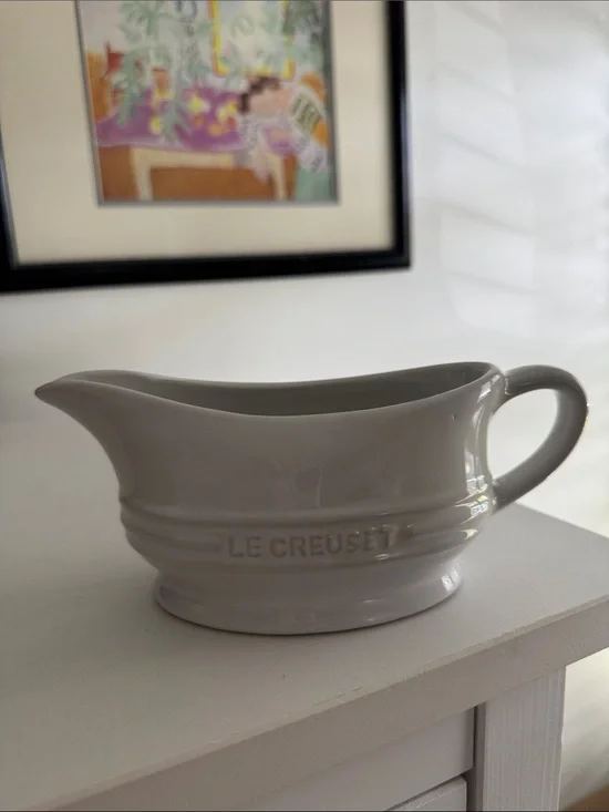 Le Creuset Cream Ceramic Gravy Boat with Handle