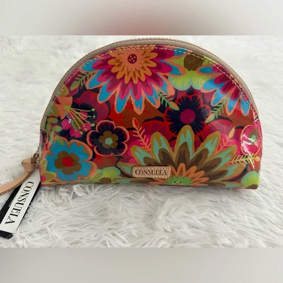 New Consuela Mod Floral Legacy Large Domed Toiletry Makeup‎ Cosmetic Bag Rare