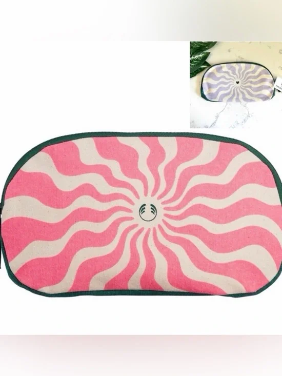 3/$22🩶 The Body Shop Heart Pink Purple Swirl Make-Up Zip Cosmetic Bag NEW