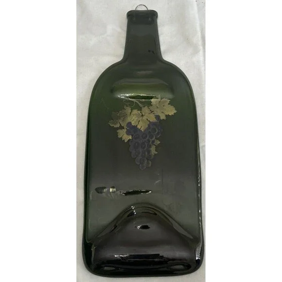 Flattened Slumped Green Wine Bottle Cheese Tray Or Wall Decor