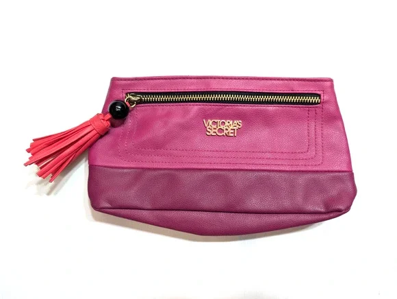 Victoria Secret VS Clutch Purse Wallet Pink Gold Tone Accents Approx. 10