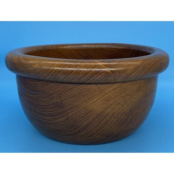 Vintage MCM Turned Teak Wood Salad Bowl 10