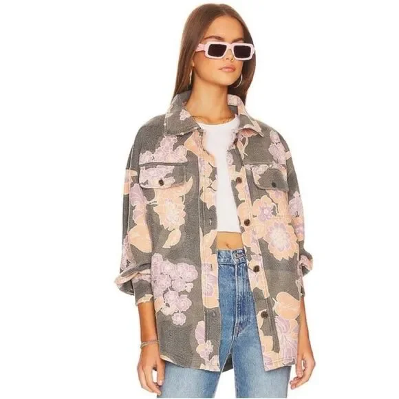 Free People We The Free Printed Ruby Jacket In Charcoal Combo L