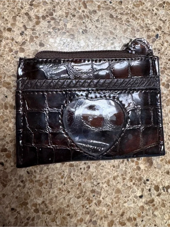 Brighton Small Brown Coin Wallet with Yellow Floral Lining