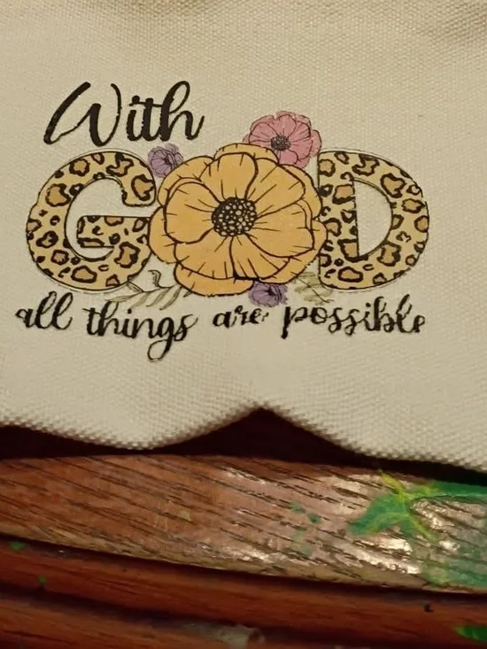 With God All Things Are Possible Floral Wall Art - Yellow & Pink