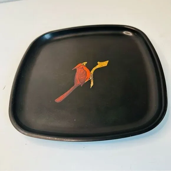 Couroc Black Square Vintage Cardinal Tray‎