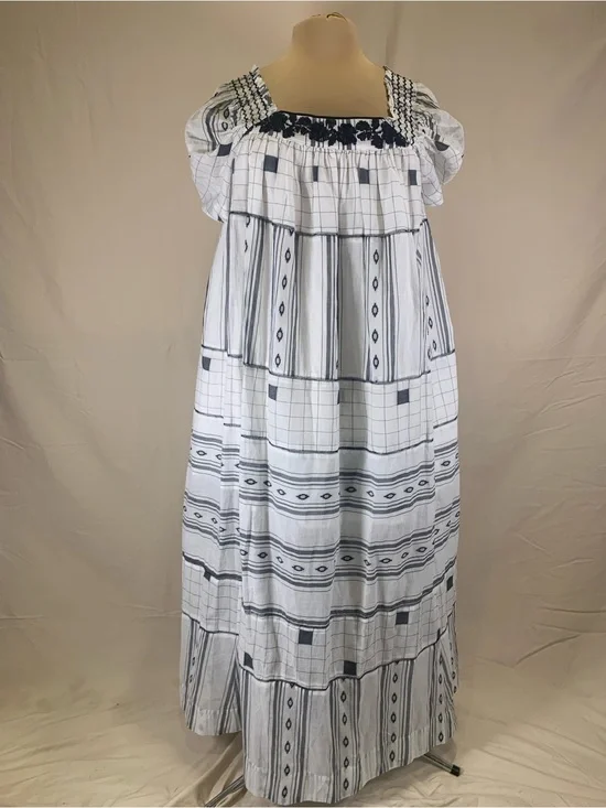 Free People Jamie Embroidered Maxi Dress Black White Patchwork Sz L NWOT