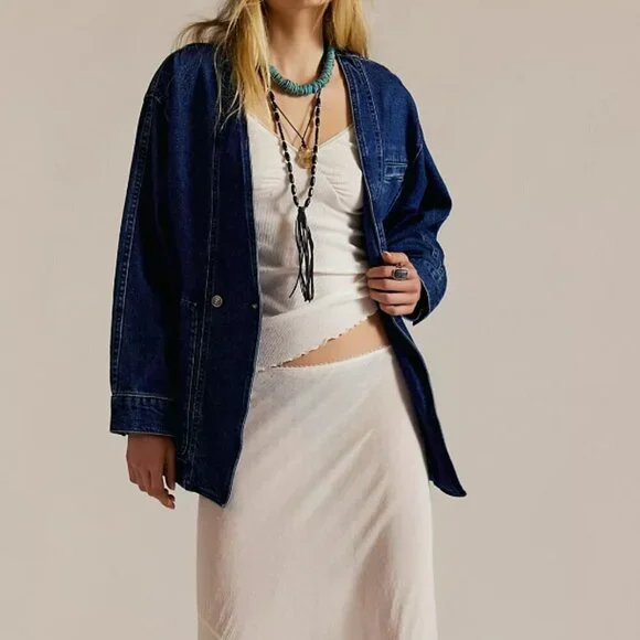 NWT Free People Mathis Denim Jacket in Deep Indigo