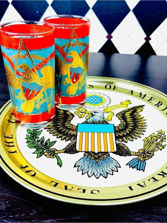 Vintage Metal Tray Great USA Seal Eagle Wall Decor Patriotic‎ Platter Mancave