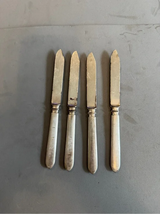 Set of 4 Classic Stainless Steel Butter Spreaders in Silver