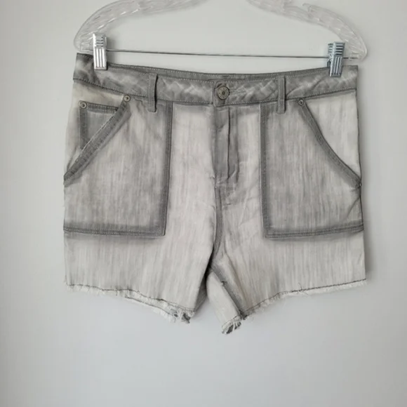 Free People Grey Denim Rolled Raw Hem Shorts Size 29