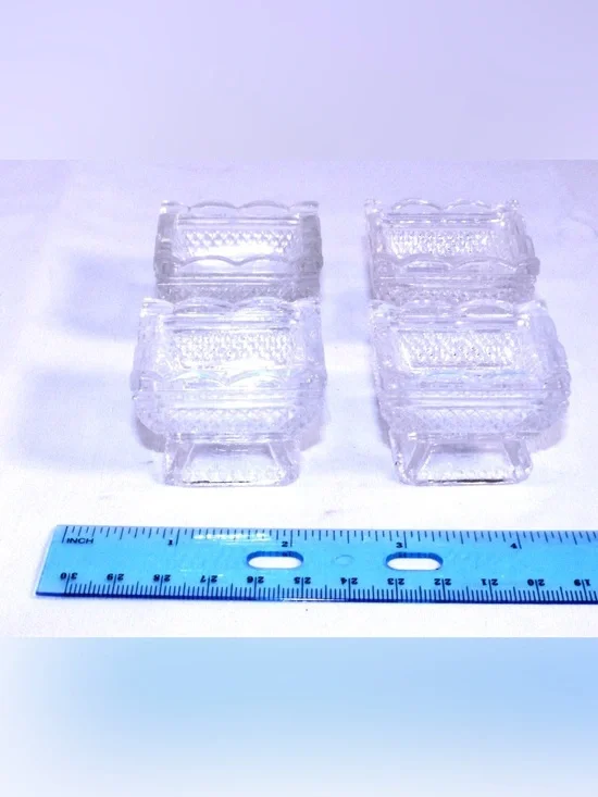 Clear Pressed Glass Salt Cellars - Set of 4