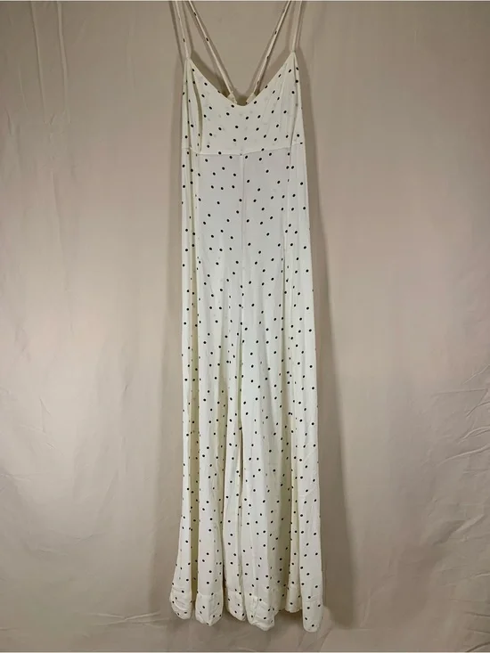 Free People Polka Dot Wide Leg Jumpsuit Ivory Black Dot No Size Tag Fits S to L