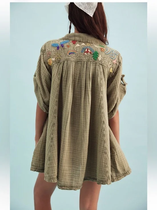 Free People Tracking Trails Shirt Dress- size Large