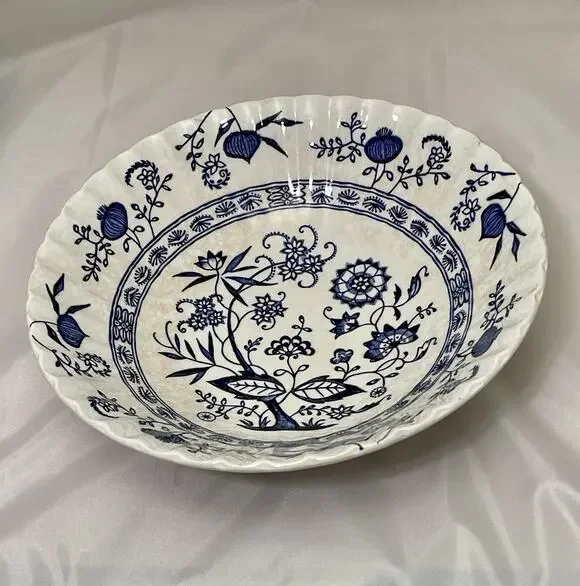 Vintage Classic J &G Meakin Blue Nordic Onion Ironstone Round Serving Bowl
