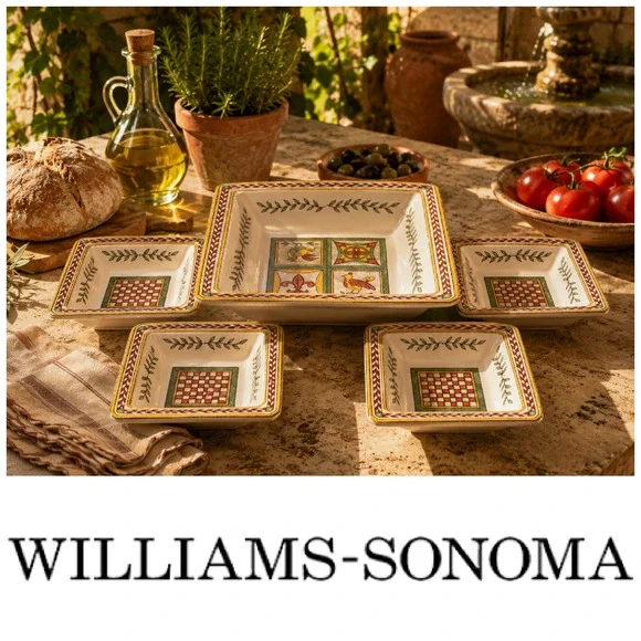 Williams Sonoma Italian Tile Square Bowl Set Italy 12