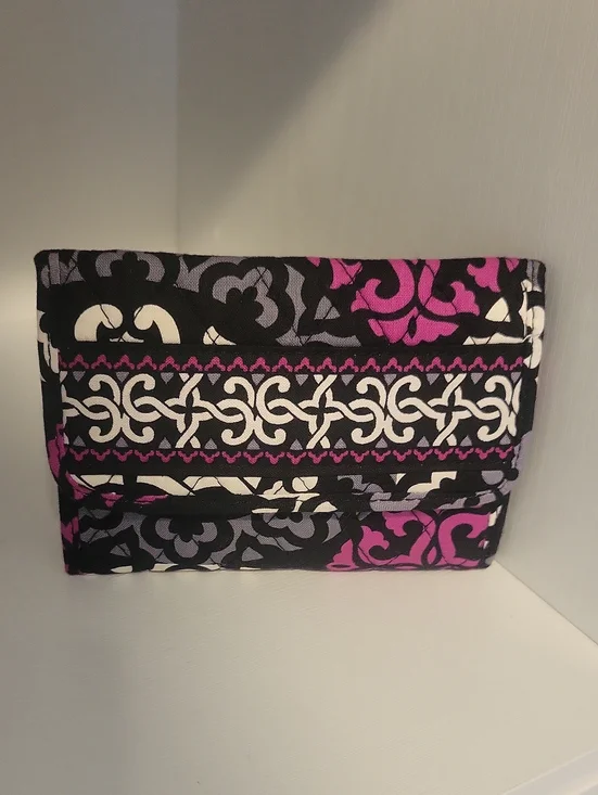 Vera Bradley Patterned Black and Pink bi-fold snap close wallet