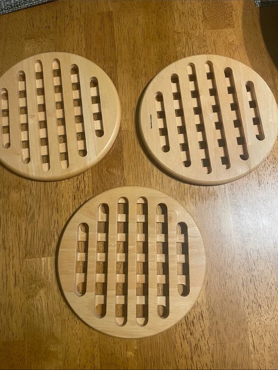 Set of 3 Round Wooden Trivets