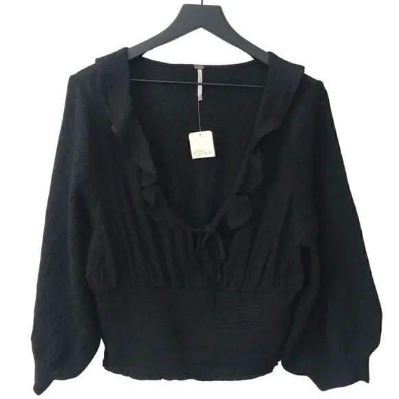 New! Free People Billie Pointelle Knit Sweater Top