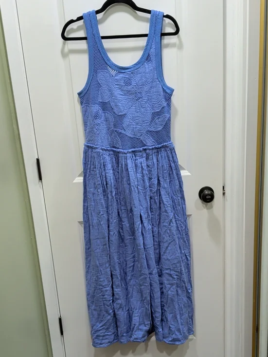 Free People Periwinkle Blue Crochet Tank Midi Dress