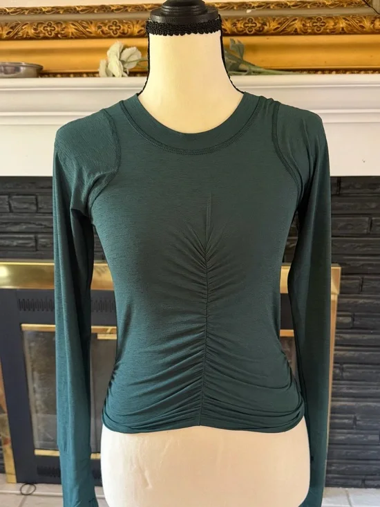 Free People NWT jade green long sleeve shirt