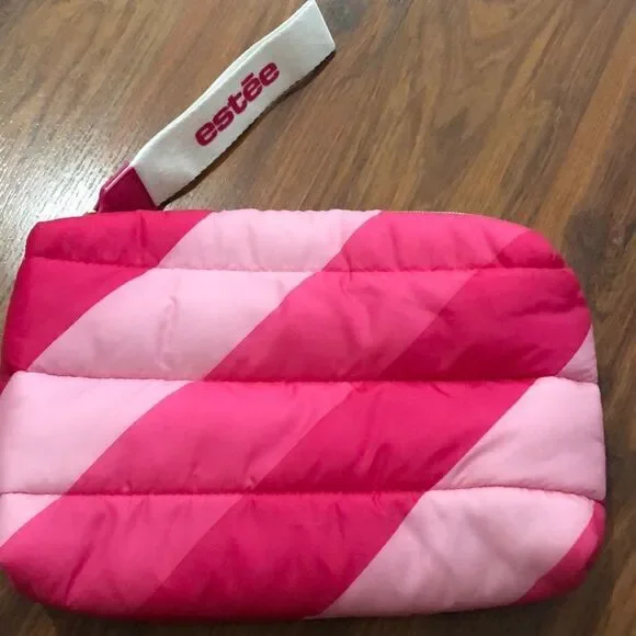 NEW Estee Lauder puffer recycled cosmetic bag Wristlet.