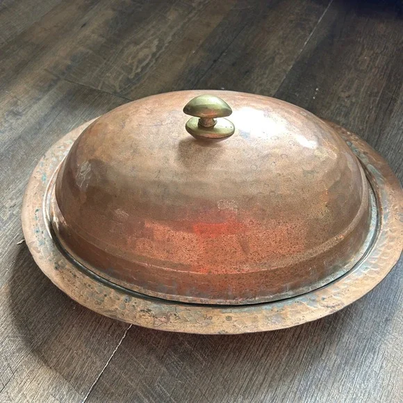 Handmade Pure Copper Serving Kebab Plate iskender Turkish presentation oval tinn