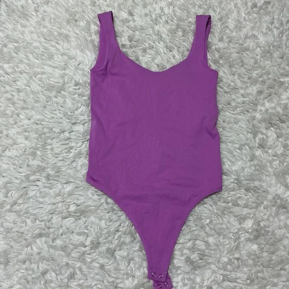 Free People Intimately Bodysuit Purple Scoop Neck Thong Snap XS/S Sleeveless Top